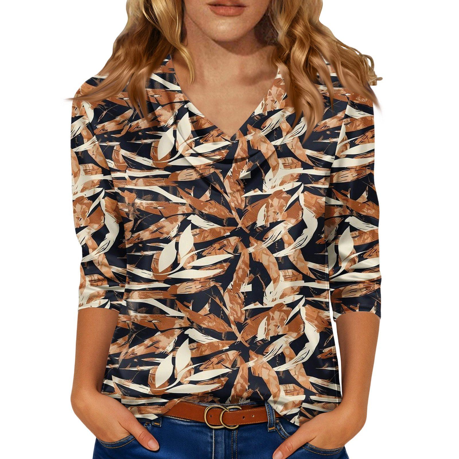 

Блуза для жінок Святкова 3/4 Довгий рукав Сорочки Діловий Повсякденний Одяг Топи XL жовтий