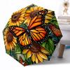 Sunflower And Butterfly Artistry Automatic Umbrella Compact 8-Rib Design Sturdy Construction for Outdoor Daily Use Fashion Lovers Spiritual Gift