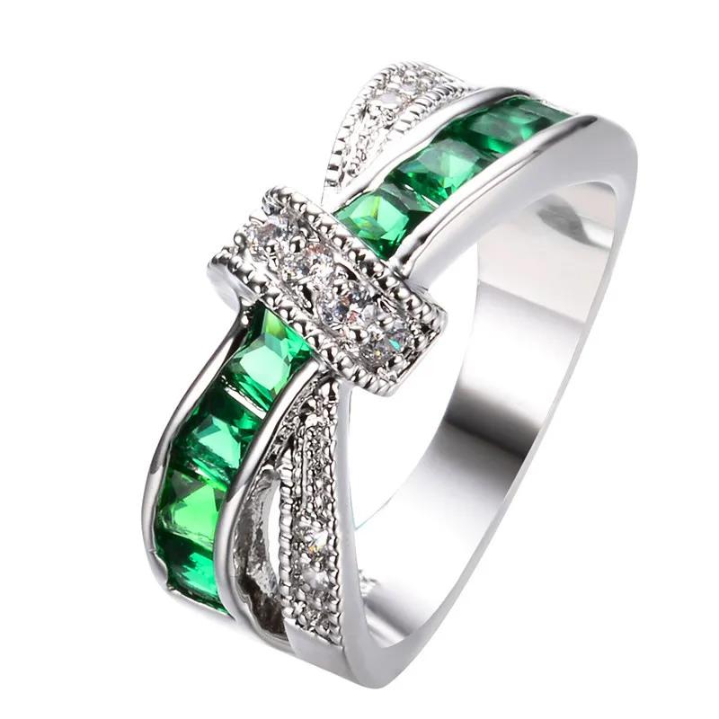 URMYLADY Classic 925 Sterling Silver Diamond 8 Size Rings For Women Colored Zircon Fashion Jewelry