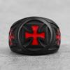 Anelli Uomo Acciaio Inossidabile Nero Croce Rossa Religione Punk Hip Hop per Ragazzo Fidanzato Gioielli Biker Regalo Creativo