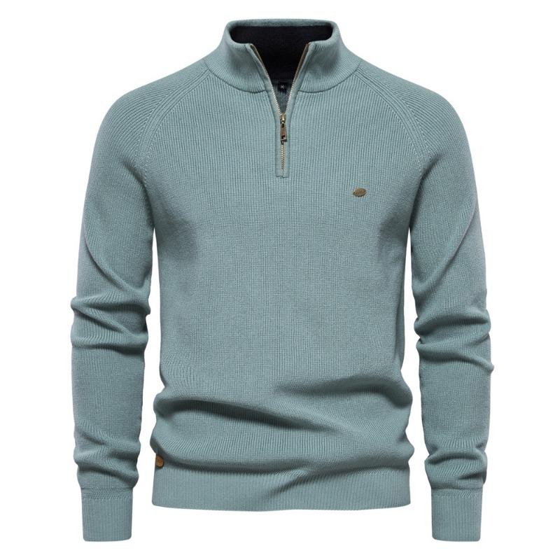 Men’s Euro Fit Half Zip Stand Collar Knit Sweater