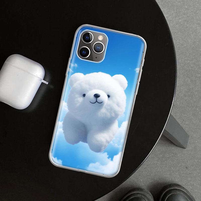 Sunny Clouds Teddy Bear Phone Case Cover for iPhone 11 12 13 Mini 14 15 Plus 16 Pro Max 17 Air 7 8 + SE Art Customized Fundas 11