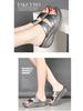 Size 43 Women's Sequin One-Strap Peep-Toe Wedge Heel Sandals, New 2022 Korean Style