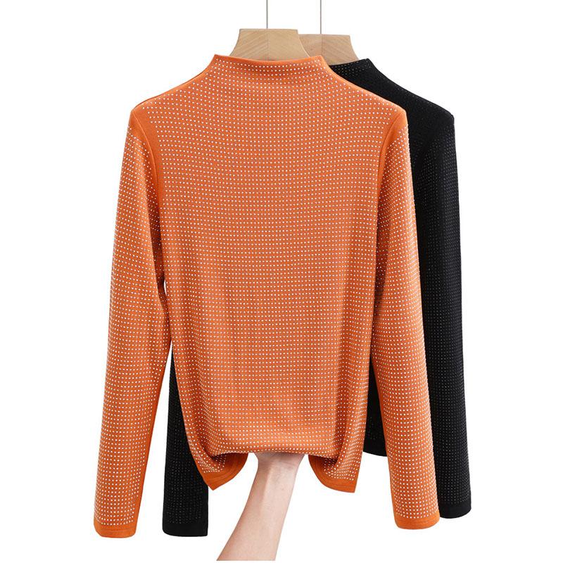 Spring and Autumn Women's Blouse Thickened Hot Drill Half-high Neck Long-sleeved Blouse Women's Bottoming Shirt