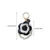 Yogodlns Creative Camellia Rose Pearl Chain Car Keychain Elegant Flower Decorative Accessory Bag Hanger Pendant Small Gift