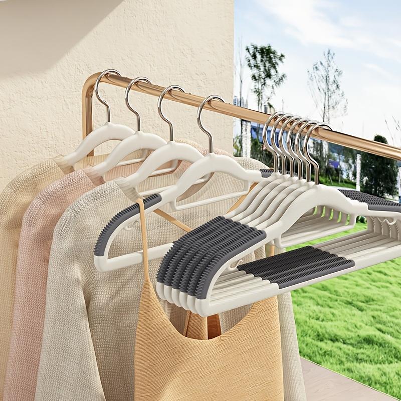 10Pcs Heavy Duty Plastic Hangers, Clothes Hangers with Non-Slip Pads, Great for Shirts, Pants, Scarves, Strong Enough for Coat