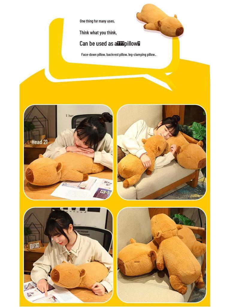 Large Capybara Plush Pillow - Perfect Bedtime Companion Gift for Girls