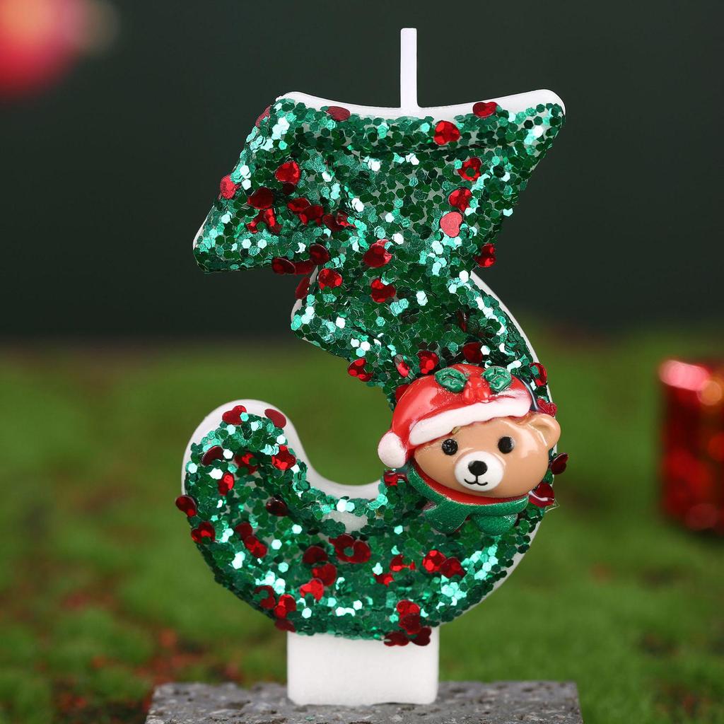 Christmas Bear Number Candles: Holiday Cake Toppers & Decorations