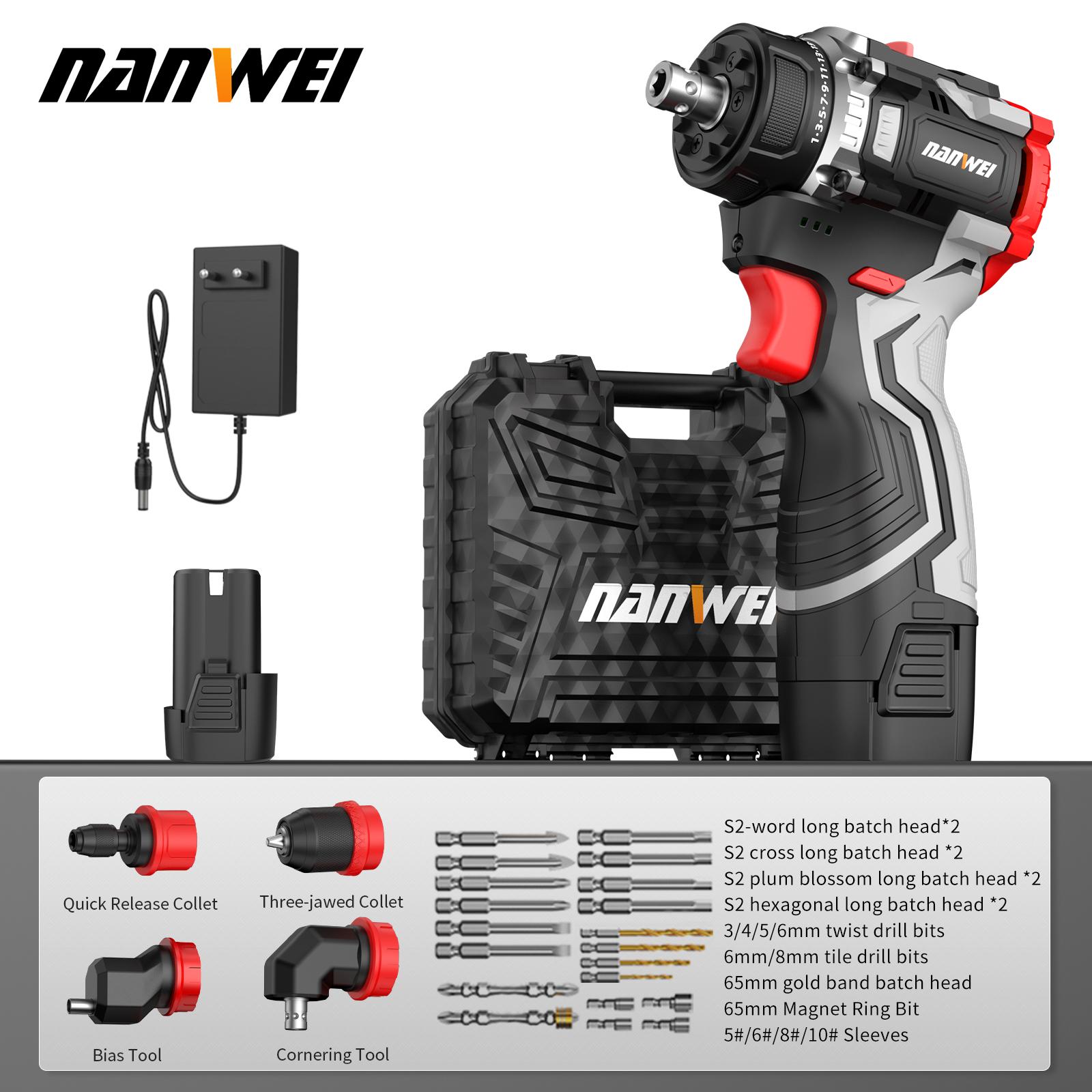 

NANWEI Multi-head - электрическая отвертка с бесщеточным двигателем 16.8V-battery x2