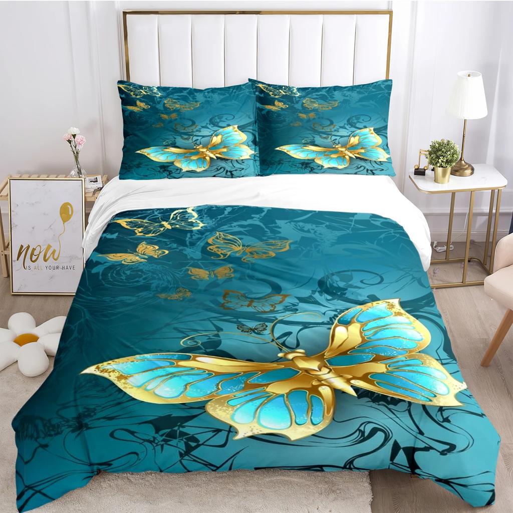 Colorful Flying Butterfly All Season Duvet Cover Comforter Bedding Set Soft Quilt Cover and Pillowcases SingleDoubleQueenKing