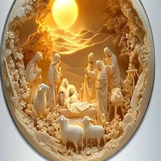Cameo Jesus Necklace Carved Design Vintage Nativity Scene Necklace Religious Faith Jewelry for Women Men