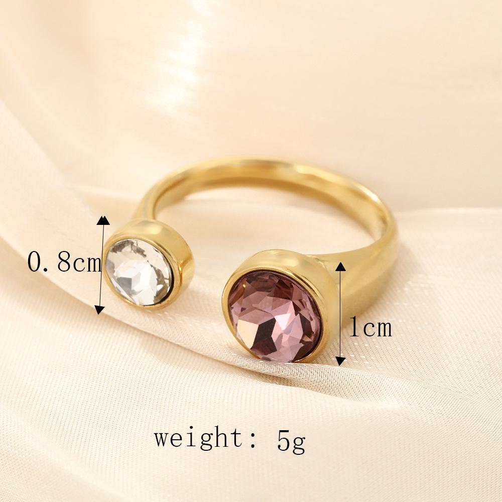

Red Green Black Zircon Ring Stainless Steel Gold Color Women Trendy Open Rings Luxury Geometric Zircon Birthday Gift Wholesale 9
