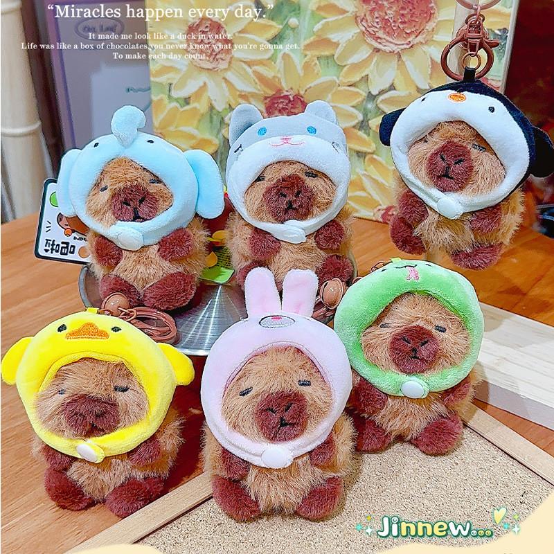 Snake Wearing Rabbit Chicken Cat Penguin Headgear Capybara Plush Keychain Gift