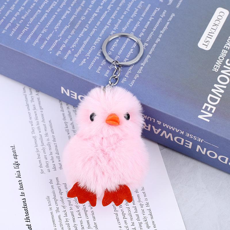 Creative Faux Fur Yellow Duck Keychain Soft Plush Car Pendant Versatile Bag Accessory