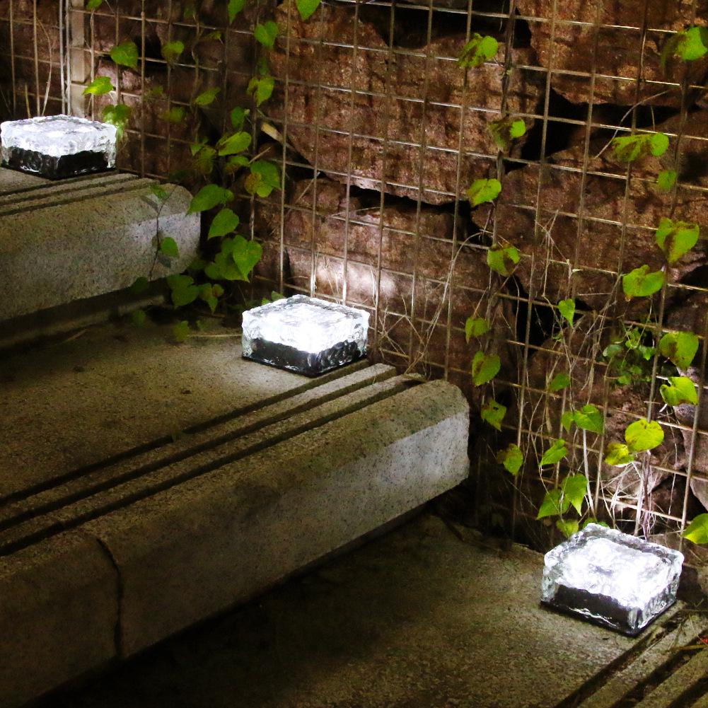 Outdoor Solar Ice Brick 4-LED Lamp for Courtyard and Landscape Pathways