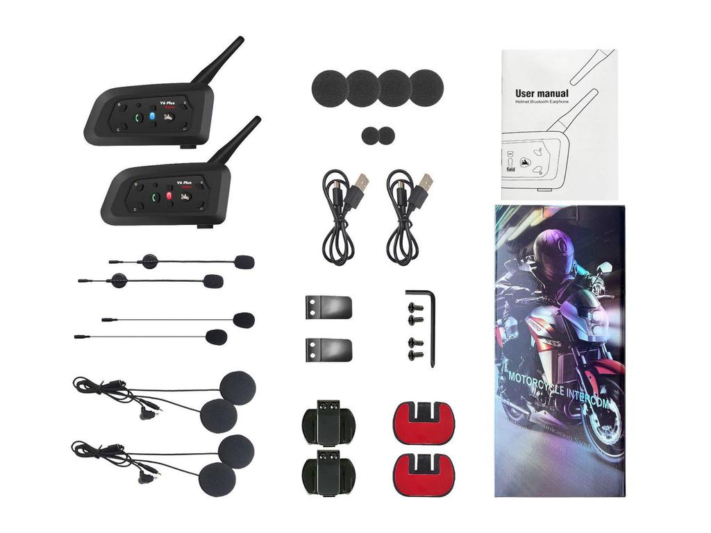 V6PLUS Full Duplex Motorcycle Bluetooth Intercom Helmet System
