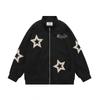 Giacca Sottile con Zip e Ricamo a Stella, Moda Autunnale Casual