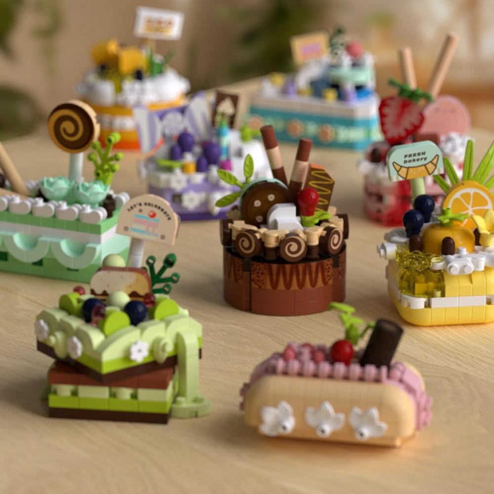 DIY MOC Ciasto Wafel Tost Czekolada Suflet Rolada Szwajcarska Lody Kruche Tartaletki Klocki Model Klocki Zestawy Zestawy Zabawki dla Dzieci