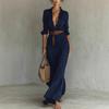 Elegante Polyester Blousejurk Met Ruches Details Voor Kantoor