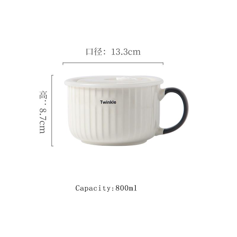 Ceramic Instant Noodles Bowls Household Chinese New Round Print High Aesthetic Tableware 800~900ml Large Capacity Dining Bowl