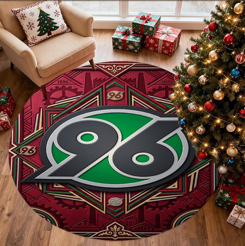 Hannover 96 Fußballmuster Runder Teppich, Innen-/Außenmatte, für Picknick, Spielzimmer, Schlafzimmer, Büro, Wohnzimmer, Heimdeko Teppich, Geburtstagsgeschenk