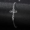 Silver Stainless Steel Cross Bracelet Light Luxury Design Sense English Letter Style Fashion Jewelry