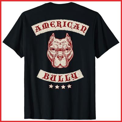American Bully Dog Breed Back Design Black Cotton T-Shirt S-5XL