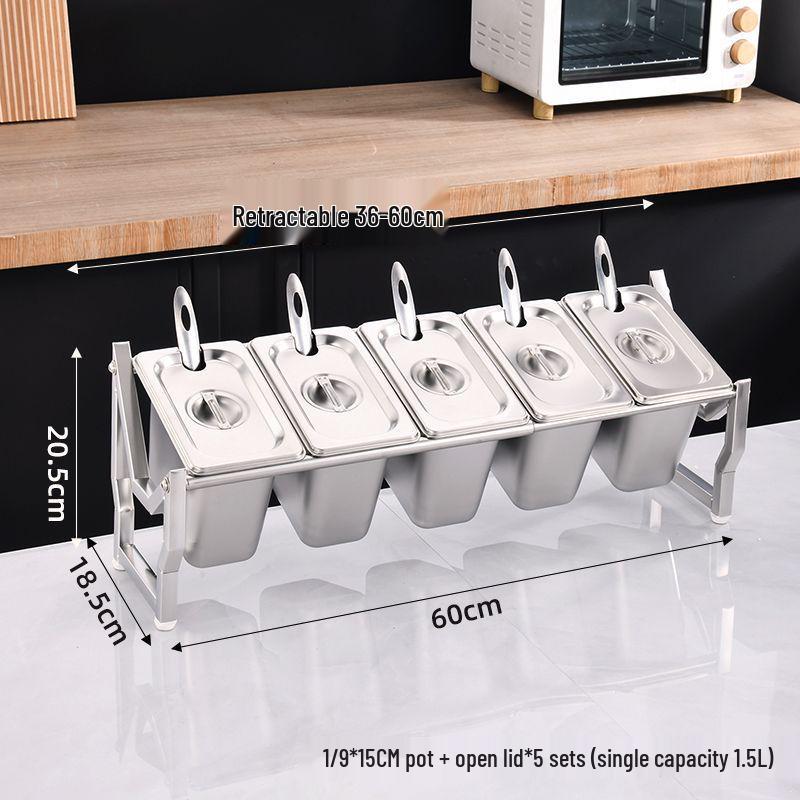Commercial Stainless Steel Multi-Compartment Condiment Tray Set for Milk Tea Shop