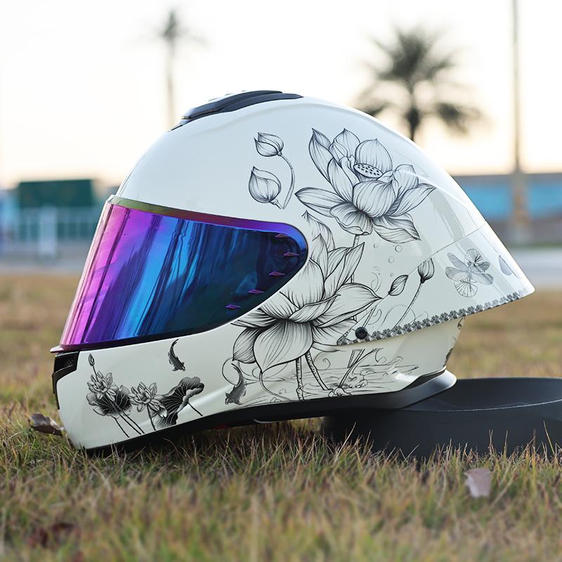 ORZ-Full Face Motorcycle Helmet Big Spoiler Design Unisex All Season DOT Standard ABS Lightweight Shockproof Bike Helmet