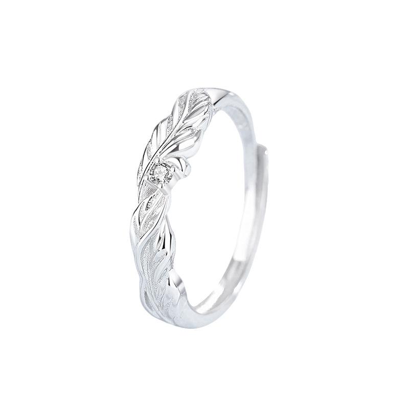 Tichia Metamorphosis Butterfly S925 Sterling Silver Openable Couple Rings - Forest Style Design Adjustable Opening