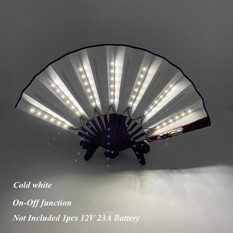 10/13 Inches Luminous Hand Fan Classical Folding LED Light up Fans Night Club Holiday Party Bar Dance Show Glowing Fan Props