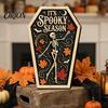 Entrance Door Hanging Signs Vintage Halloween Wooden Decor, Coffin-Shaped Tabletop Ornaments, Freestanding & Decorations for Home Ornament Mantel