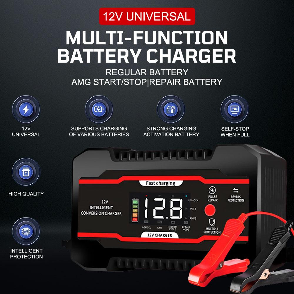 Battery Maintenance Multiple Protection 12V 6A For Car SUV Motorcycle Truck Universal Car Battery Charger Digital LCD Display