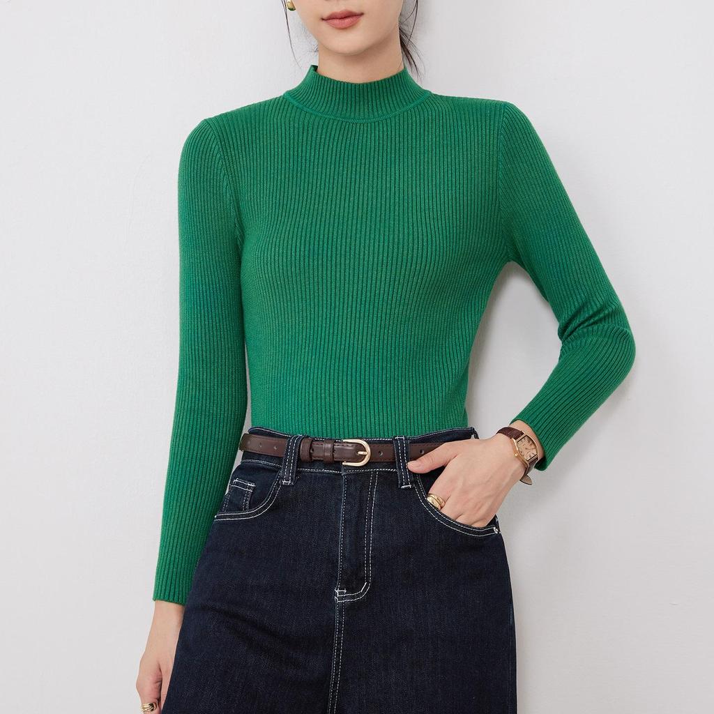 Women's Long Sleeve High-Neck Slim Fit Knit Sweater - 2025 Autumn/Winter Collection