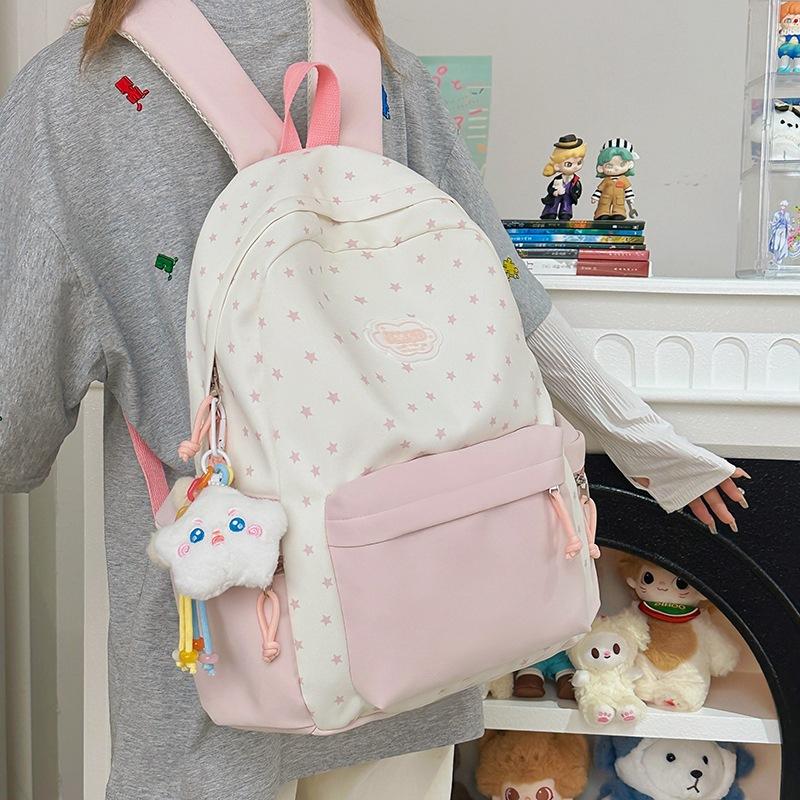 New Small and Fresh Backpack, Junior High School Student Schoolbag, Women's Versatile Contrasting Color Casual Backpack, Large-capacity Backpack.