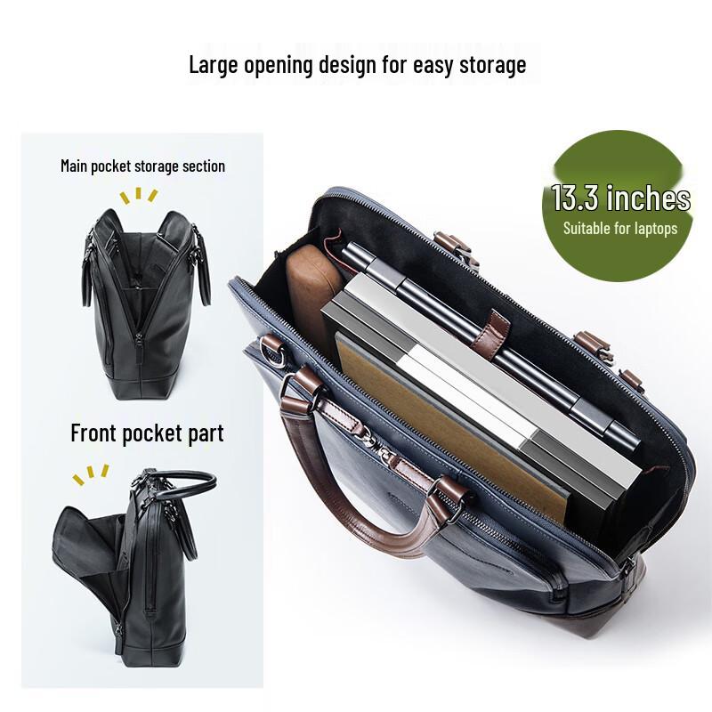 Sanwa 2-Way Leather Business Laptop Bag