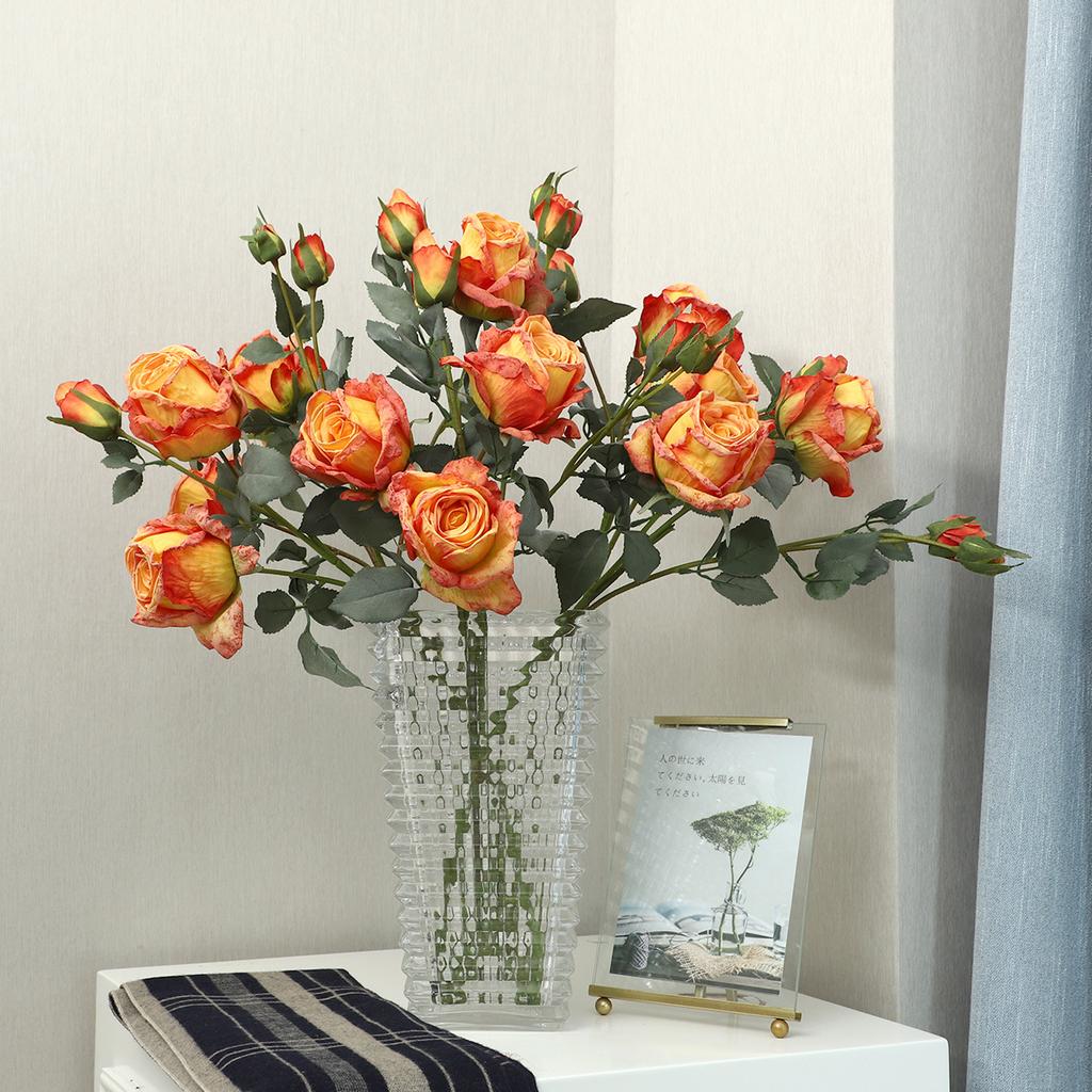 High-end Baked Edge Greek Rose Simulation Flower Light Luxury Home Living Room Decoration Ornament Fake Flower