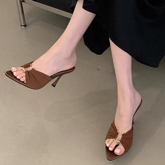 Summer Women Slippers Fashion Open Toe Thin High Heels Shoes Street Style Stripper Party Slides Zapatos De Mujer