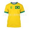 Herren T-Shirt Brasilien Fußball Nationalmannschaft Kurzarm Rundhals Feuchtigkeitsableitend Lässiges T-Shirt