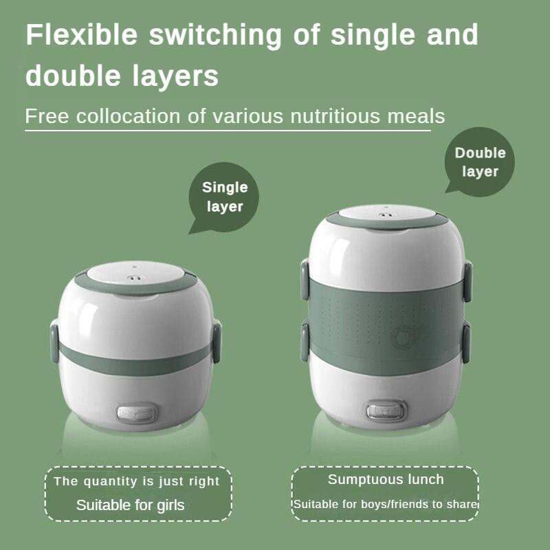 270W 2L Insulated Plug-in Electric Lunch Box Single and Double Layer Convertible Bento Boxes Heating Heating Steaming and Cooking Hot Rice Equipment