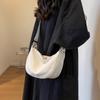 Women Vintage Solid Color Flap Small Saddle Shoulder Underarm Bag Fashion PU Leather Casual Crossbody Bag