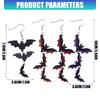Fish Hook Bat Dangle Earrings Acrylic Pair for Spooky Season Styling, Halloween Costumes and Party Photo Looks