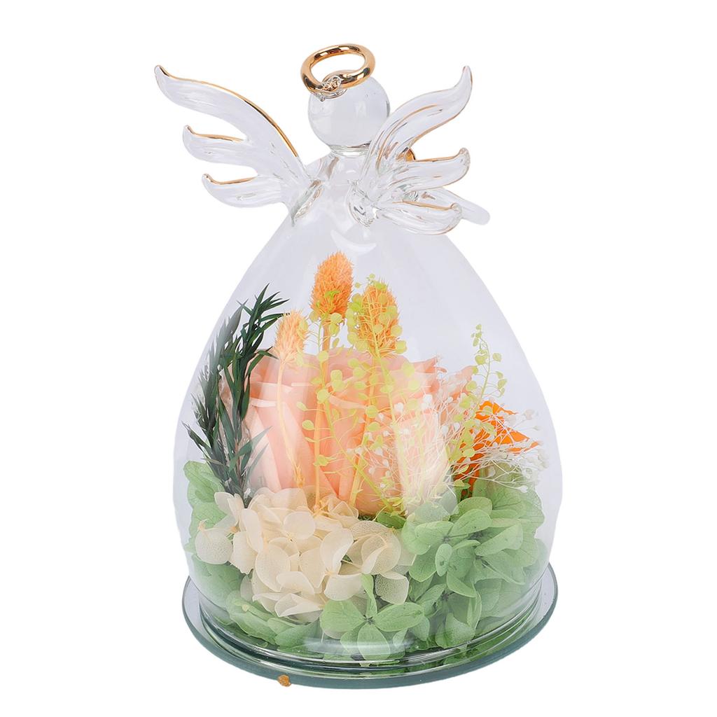 Preserved Rose Glass Figurine Multifunctional LED Light Preserved Flowers Decor for Anniversary Birthday