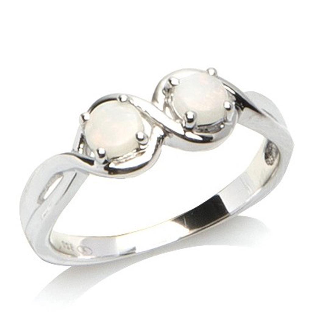 Silberring 'Opalgöttin' Silberweiß (rhodiniert) - 6 mm