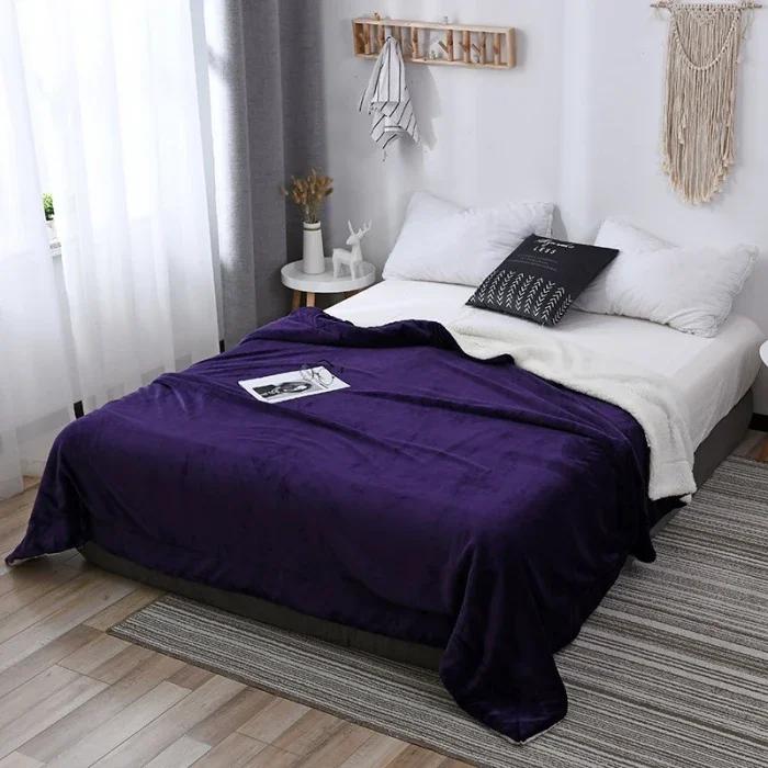 Lamb Wool Flannel Blanket Nordic Light Luxury Style Quilt Blanket Double Layer Thickened Blanket