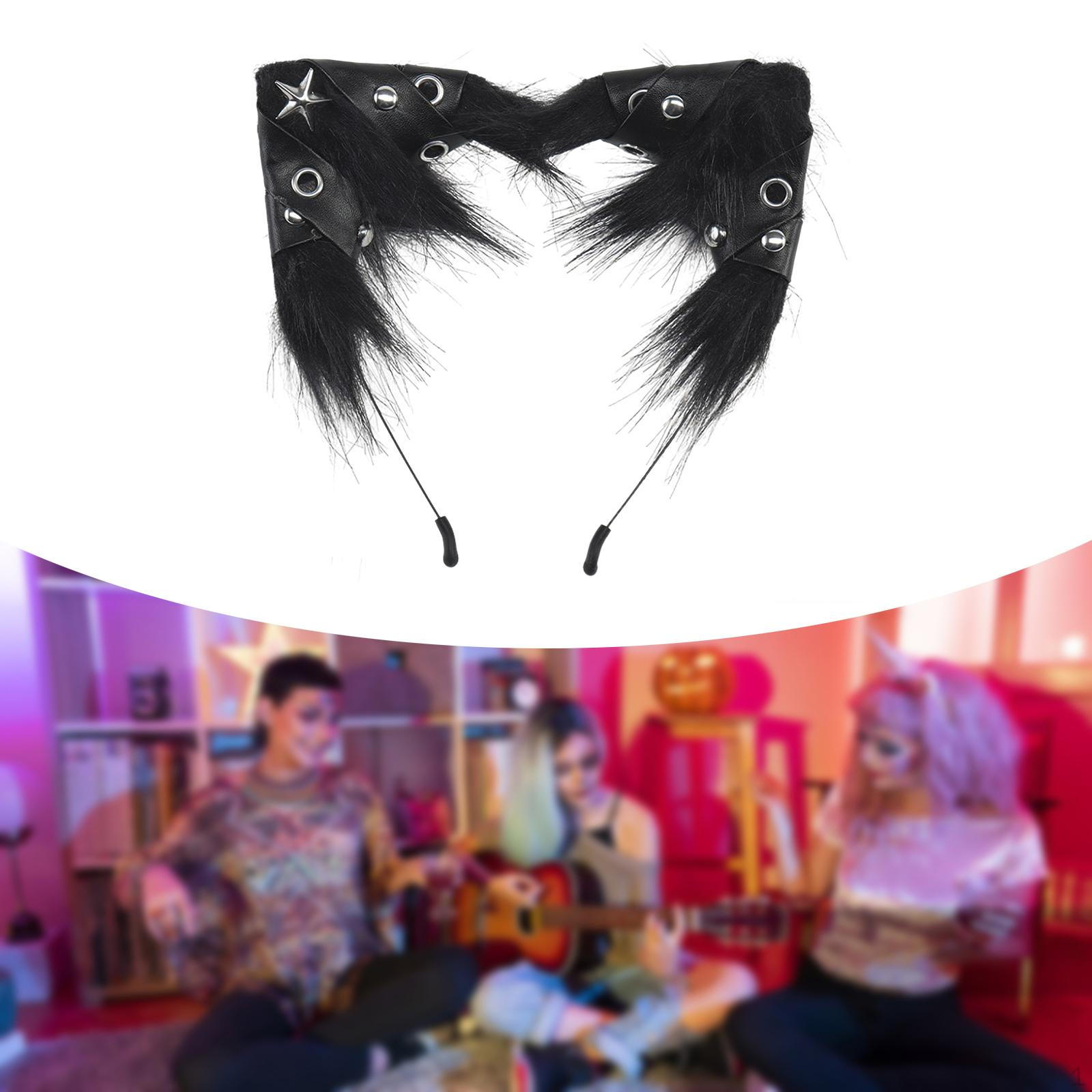 

Обруч для волос Ободок для ушей Гибкая металлическая проволока Эластичный Косплей Аксессуар Животное Удобное ношение Black