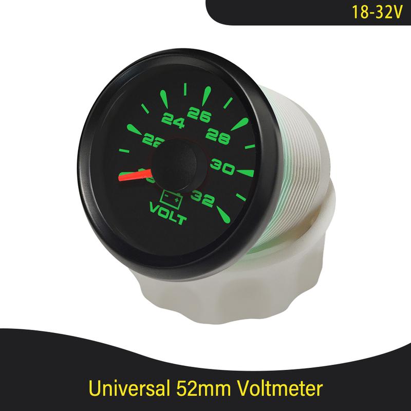 Boat Truck Universal 52mm 8-16V 18-32V Voltmeter Voltage Volt Gauge with 8 Colors Backlight for Motorcycle Vehicle Car