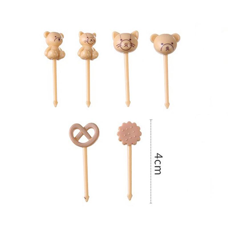 6/8Pcs Cartoon Bear Squirrel Shape Fruit Fork for Toddler Lunches Decorative Food Picks Reusable Lunch Box Toothpick Set Decor
