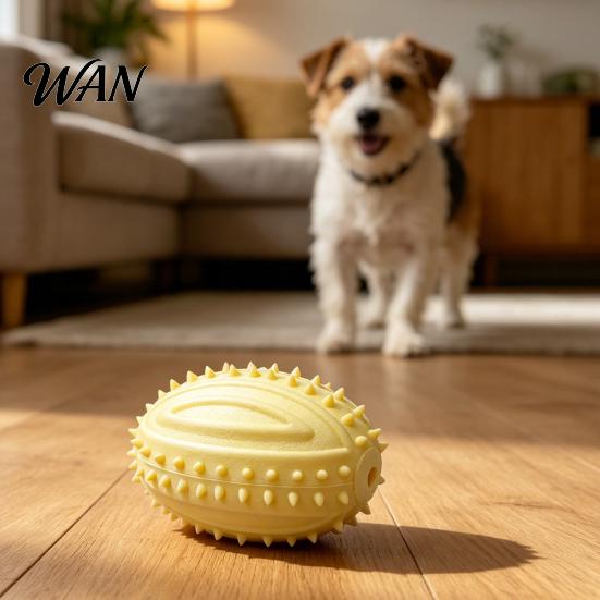 Raised Texture Dog Toy Teething Toys with Spike Teeth Cleaning Ball Bite-Resistant Rugby Interactive With Sound for Small Medium Large Dogs