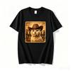 Funny Cowboy Cat Meme T Shirt Unisex Western Graphic Tee Weird Cat Lover Tshirts Retro Meme T Shirts Casual Round Neck Printed Tops